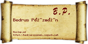 Bedrus Pázmán névjegykártya
